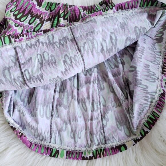 Tibi Circle Skirt Wide Waistband Teardrop Print Purple Green Women 2 - Picture 6 of 8